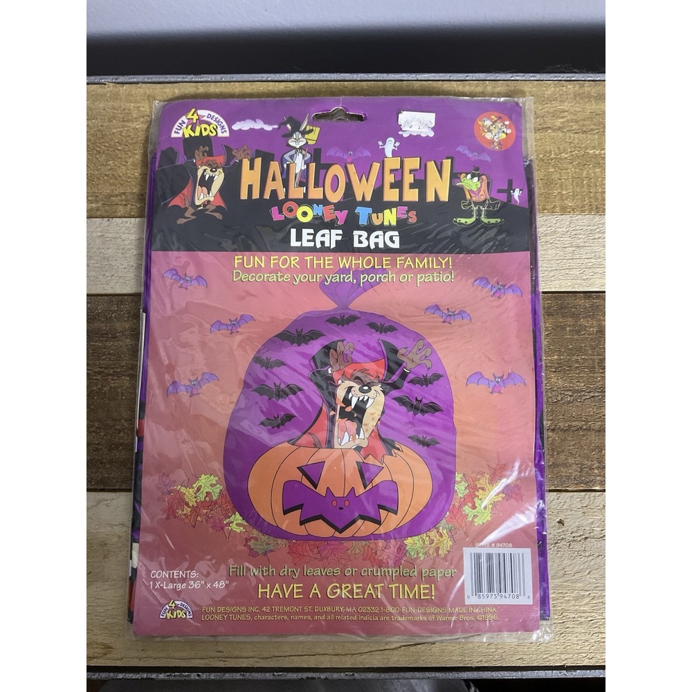 Tazmanian Devil Halloween XL Leaf Bag Taz, 36 X 48 Vintage 1996, Looney Tunes